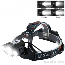 Removable and Rechargeable Waterproof 3 LED Headlight Headlamp 4 Dimmer Levels 5000 Lumens 500 Meters Lighting Camping Headlights Riding Lights